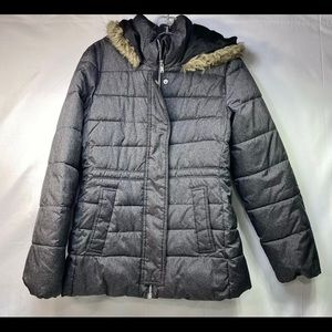Gap Faux-fur Longline Hooded Puffer Jacket .